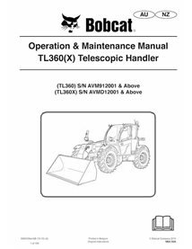 BOBCAT-TL360-6990336 Bobcat TL360, TL360X chariot télescopique pdf manuel d'utilisation et d'entretien