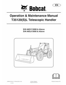 BOBCAT-T35120-6989555 Bobcat T35120SL, T35120L manipulador telescópico pdf manual de operação e manutenção