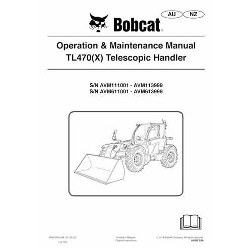 BOBCAT-TL470-6990337 Bobcat TL470, TL470X manipulador telescópico pdf manual de operación y mantenimiento