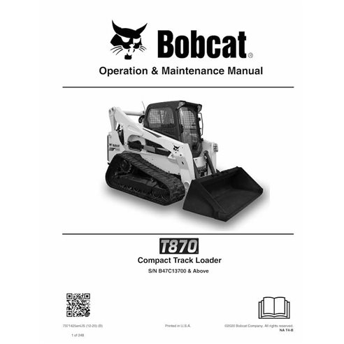 BOBCAT-T870-7371425-OM Manual de operación y mantenimiento del cargador compacto de orugas Bobcat T870 en pdf