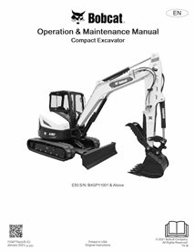 BOBCAT-E50-7336770-OM Manual de operação e manutenção em pdf da escavadeira compacta Bobcat E50