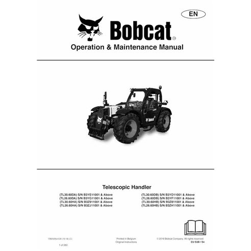 BOBCAT-TL2660_TL3060-7282529 Operação e manutenção do manipulador telescópico Bobcat TL3060DA, TL2660DA, TL3060HA, TL2660HAe,...