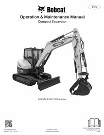 BOBCAT-E60-7407586-OM Bobcat E60 compact excavator pdf operation and maintenance manual