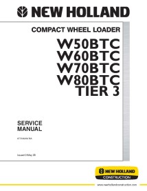 Manual de serviço da carregadeira de rodas compacta New Holland W50BTC / W60BTC / W70BTC / W80BTC Tier 3 - Construção New Hol...