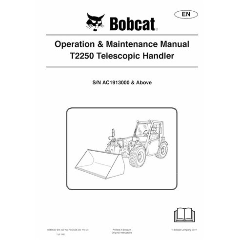 BOBCAT-T2250-6989550 Bobcat T2250 manipulador telescópico pdf manual de operación y mantenimiento