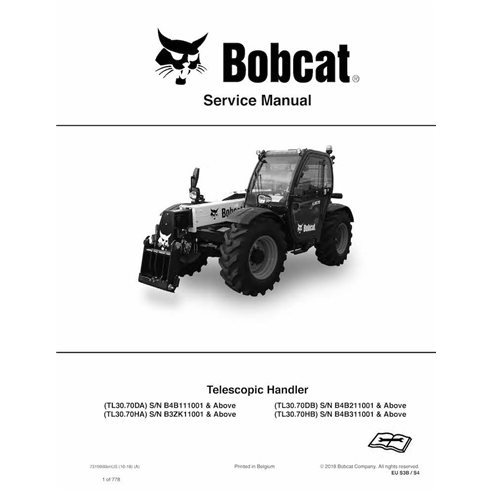 BOBCAT-TL3070-7319660 Bobcat L3070DA, TL3070HA, TL3070DB, TL3070HB chariot télescopique pdf manuel d'entretien