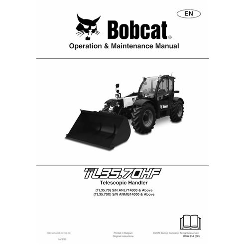 BOBCAT-TL3570-7283162 Bobcat TL3070, TL3570X telescopic handler pdf operation & maintenance manual