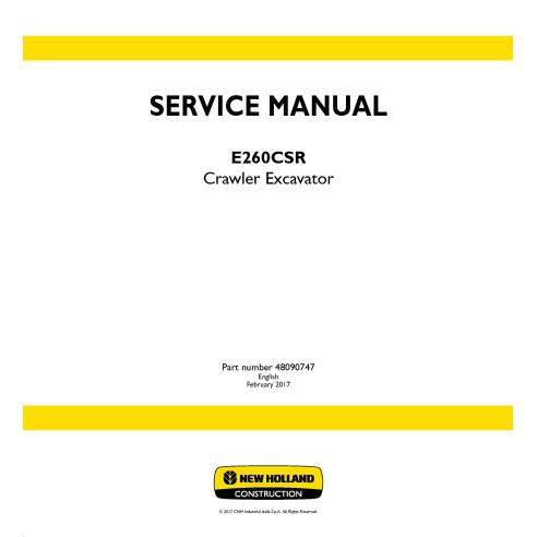 New Holland E260CSR excavator service manual - New Holland Construction manuals - NH-48090747