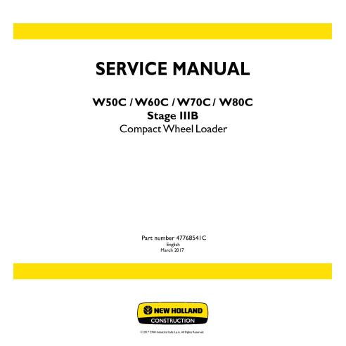 Manual de servicio de la cargadora de ruedas compacta New Holland W50C / W60C / W70C / W80C Stage 3B - Construcción New Holla...