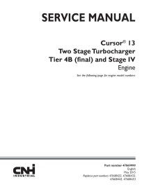 New Holland Cursor 13 Tier 4B and Stage IV engine service manual - New Holland Construction manuals - NH-47869999