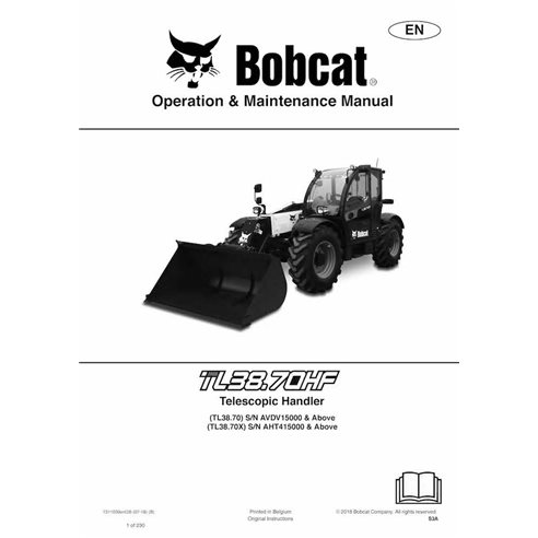 BOBCAT-TL3870-7311030 Bobcat TL3870, TL3870X telescopic handler pdf operation & maintenance manual