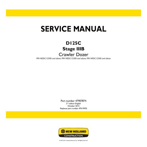 Manual de serviço do buldôzer de esteiras New Holland D125C Stage IIIB - New Holland Construction manuais