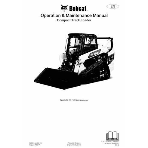 BOBCAT-T66-7400115-OM Manual de operación y mantenimiento del cargador compacto de orugas Bobcat T66 en pdf