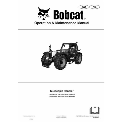 BOBCAT-TL3060-7282520 Bobcat TL3060DB, TL3060HB manipulador telescópico pdf manual de operação e manutenção