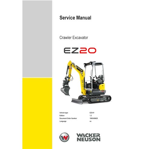 WN-1000436625-1-2-SM-EN Manuel d'entretien PDF de la mini-pelle Wacker Neuson EZ20 (1000436625)