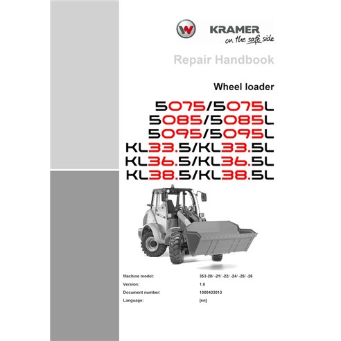 WN-1000433013-1-0-RM-EN Manual de reparo em PDF para pá carregadeira Wacker Neuson Kramer 5075, 5085, 5095, KL33.5, KL36.5, K...