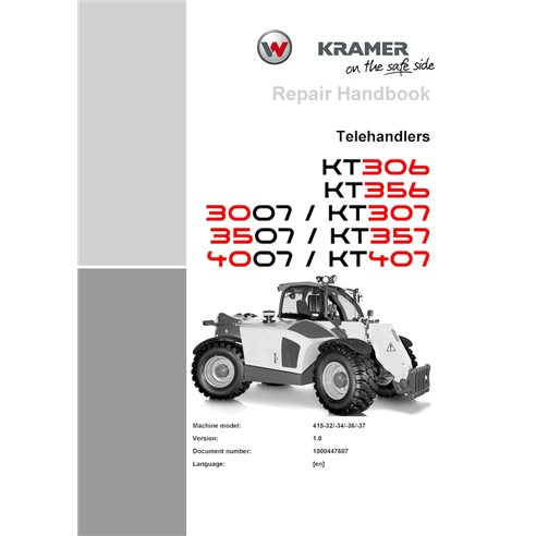 WN-1000447607-1-0-RM-EN Manuel de réparation PDF pour chariot télescopique Wacker Neuson Kramer KT306, KT356, 3007, KT307, 35...