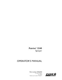 CASE-47563494-OM-EN Manual do operador do pulverizador Case Patriot 2240 em PDF (47563494)