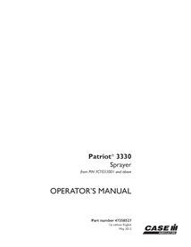 CASE-47358527-OM-EN Manual do operador do pulverizador Case Patriot 3330 PIN YCT033001 em PDF (47358527)