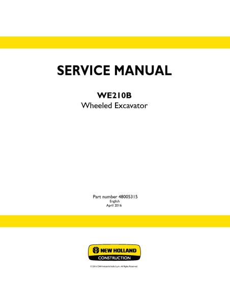 New Holland WE210B wheeled excavator service manual - New Holland Construction manuals - NH-48005315