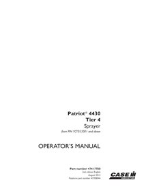 CASE-47417700-OM-EN Manual do operador do pulverizador Case Patriot 4430 PIN YCT033001 em PDF (47417700)