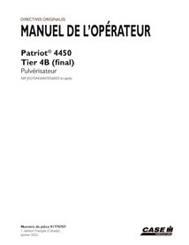 CASE-91775757-OM-FR Manual do operador do pulverizador Case Patriot 4450 PIN xNT056001 em PDF FR (91775757)