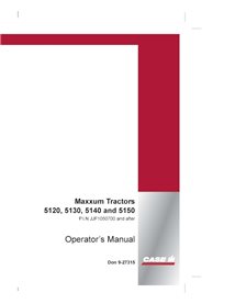 CASE-9-27315-OM-EN Manual do operador em PDF para os tratores Case Maxxum 5120, 5130, 5140 e 5150 (9-27315)