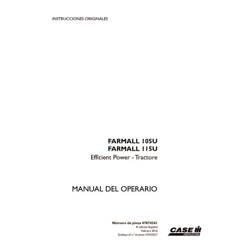 CASE-47874341-OM-ES Manual del operador del tractor Case Farmall 105U, 110U (PDF) ES (47874341)