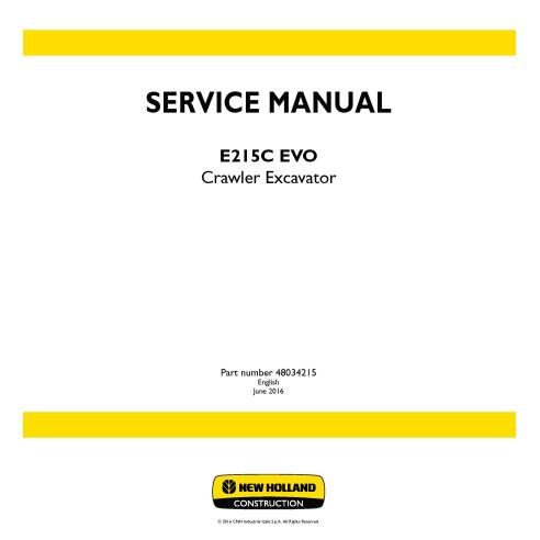 Manual de servicio de la excavadora de cadenas New Holland E215C EVO - Construcción New Holland manuales