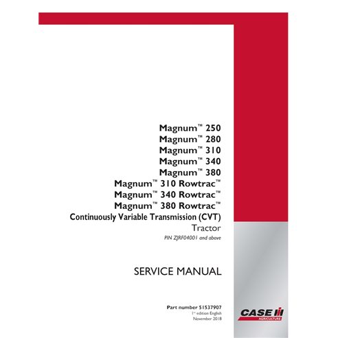 CASE-51537907-SM-EN Manuel d'entretien PDF pour tracteur Case Magnum 250, 280, 310, 340, 380 CVT ZJRF04001 (51537907)