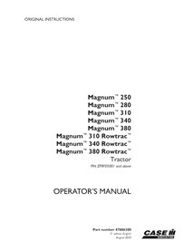 CASE-47886300-OM-EN Manuel d'utilisation du tracteur Case Magnum 250, 280, 310, 340, 380 PIN ZFRF05001 (47886300)