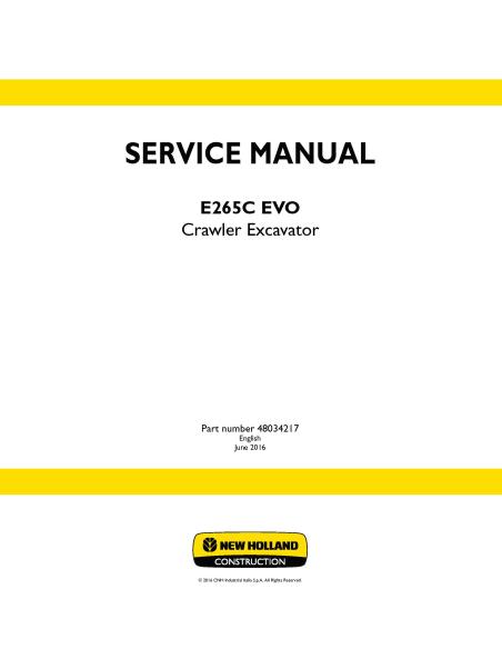 Manual de servicio de la excavadora de cadenas New Holland E265C EVO - New Holland Construcción manuales - NH-48034217