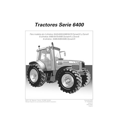 MF-3378436M4-OM-ES Manual del operador del tractor Massey Ferguson Tier 2 (PDF) 6445, 6455, 6460, 6465, 6470, 6475, 6480, 648...