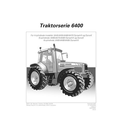 MF-3378438M4-OM-DA Manual del operador del tractor Massey Ferguson Tier 2 (PDF, DA, 3378438M4) 6445, 6455, 6460, 6465, 6470, ...