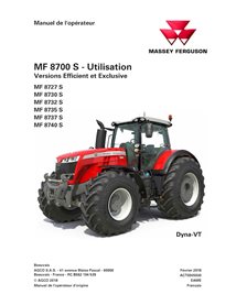 MF-ACT0045030-OM-FR Manual do operador do trator Massey Ferguson 8727S, 8730S, 8732S, 8735S, 8737S, 8740S em PDF FR (ACT0045030)
