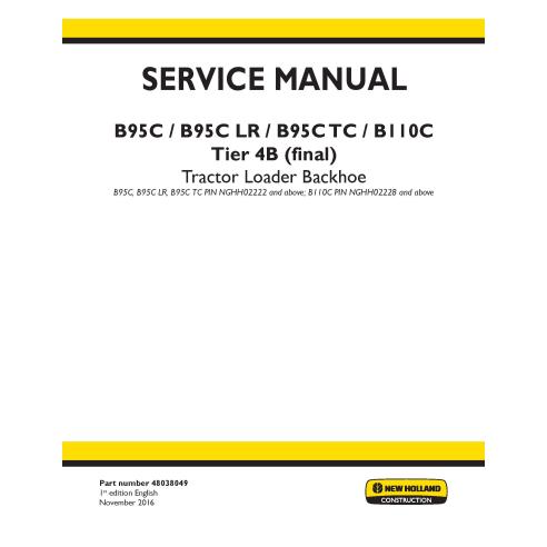 Manual de serviço da retroescavadeira New Holland B95C / B95C LR / B95C TC / B110C Tier 4B - Construção New Holland manuais -...