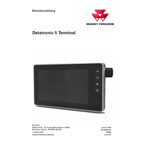 MF-ACT002901A-OM-DE Manual do operador do trator Massey Ferguson DataTronic 5 Terminal em PDF DE (ACT002901A)