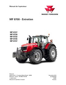 MF-ACT000362B-OM-FR Manuel d'utilisation PDF du tracteur Massey Ferguson 8727, 8730, 8732, 8735, 8737 FR (ACT000362B)