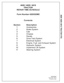 MF-4283520M2-RTS-EN Calendrier des réparations des tracteurs Massey Ferguson 4608, 4609, 4610 (pdf 4283520M2)