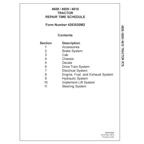 MF-4283520M2-RTS-EN Massey Ferguson 4608, 4609, 4610 tractor pdf repair time schedule (4283520M2)