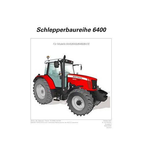 MF-4315547M1-OM-DE Manuel d'utilisation PDF du tracteur Massey Ferguson 6445, 6455, 6460, 6470 TIER 3 DYNA-6 (4315547M1)