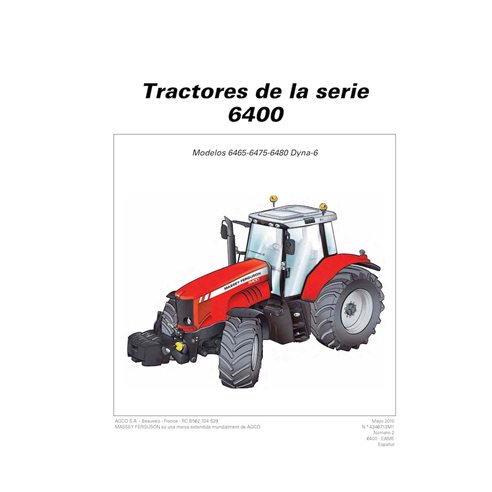 MF-4346713M1-OM-ES Massey Ferguson 6465, 6475, 6480 TIER 3 SISU DYNA-6 tractor pdf operator's manual ES (4346713M1)