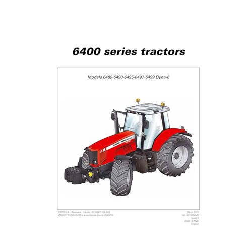 MF-4315074M2-OM-EN Manual del operador del tractor Massey Ferguson 6485, 6490, 6495, 6497, 6499 TIER 3 DYNA-6 (PDF) (4315074M2)