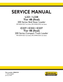 Manual de servicio de la cargadora deslizante New Holland L221 / L228 / C227 / C232 / C237 Tier 4B - New Holland Construcción...