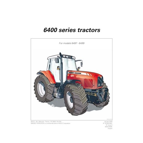 MF-3378818M1-OM-EN Manuel d'utilisation du tracteur Massey Ferguson 6497, 6499 (pdf) (3378818M1)