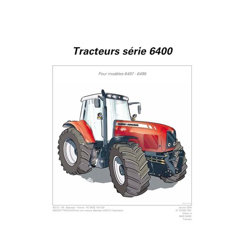 MF-3378817M1-OM-FR Manual do operador do trator Massey Ferguson 6497, 6499 em PDF FR (3378817M1)