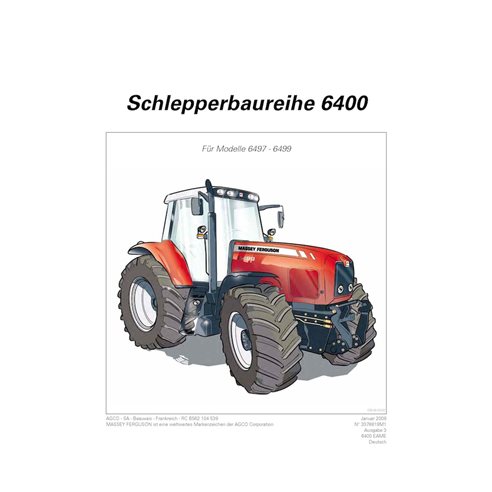 MF-3378819M1-OM-DE Manual del operador del tractor Massey Ferguson 6497, 6499 (PDF) (3378819M1)