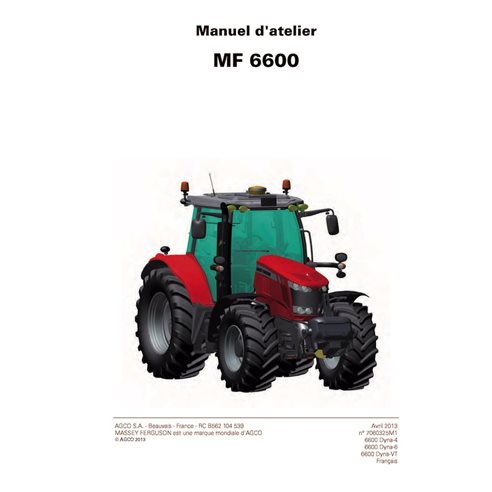 MF-7060325M1-WSM-FR Manual de serviço de oficina em PDF para tratores Massey Ferguson 6612, 6613, 6614, 6615, 6616 FR (706032...