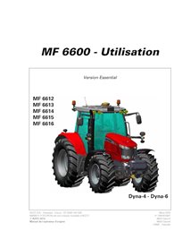 MF-7060455M1-OM-FR Manual do operador do trator Massey Ferguson 6612, 6613, 6614, 6615, 6616 DYNA-4, versão 6 Essential em PD...