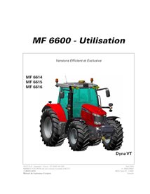 MF-7060524M1-OM-FR Manual do operador do trator Massey Ferguson 6614, 6615, 6616 DYNA-VT versões Efficient e Exclusive em PDF...